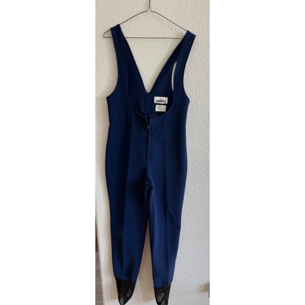 Obermeyer Ski Overalls Women's Navy Blue Bibs‎ Vintage Stirrups Wool Blend *READ